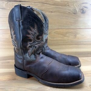 Double H Steel Toe Mens Boots 12 D Brown Leather Square Toe Western
